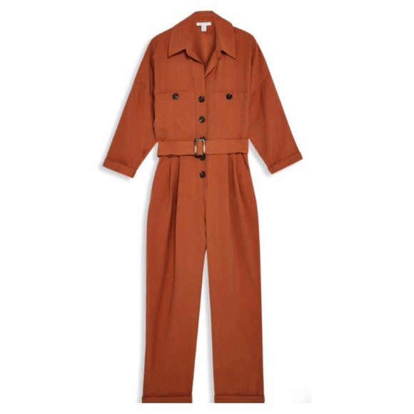 Topshop Pants - Women’s Topshop Button-Up Belted Boiler Jumpsuit